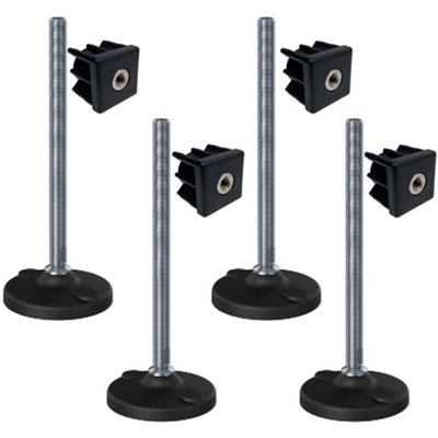 Parnells Stainless Foot M16X230 100mm Plastic Base With Holes+Insert 50X50X2mmSet Of 4 from B&Q
