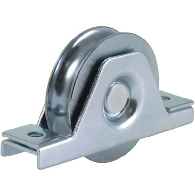 Parnells 80mm Round Groove Wheel In Support Bracket from B&Q