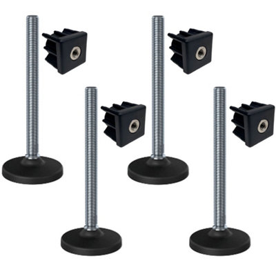 Parnells Stainless Levelling Foot M20X230 100mm Plastic Base + Insert 40X40X2mm-Set Of 4 from B&Q