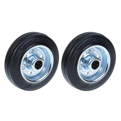 Parnells Black 100Mm 4" Rubber Wheels With Pressed Steel Centre - Set Of 2 90Kg B&Q