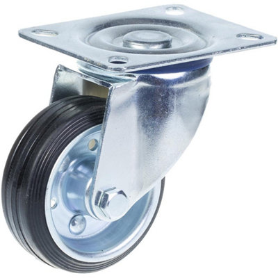 Parnells 80Mm Swivel Castor With Rubber On Pressed Steel Centre Wheel Black