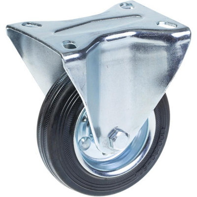 Parnells Black 100Mm Fixed Castor With Rubber On Pressed Steel Centre Wheel B&Q
