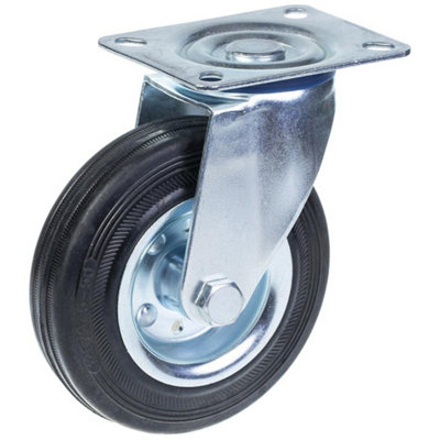 Parnells 125mm Swivel Castor With Black Rubber On Pressed Steel Centre Wheel from B&Q