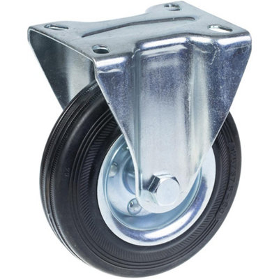 Parnells 125mm Fixed Castor With Black Rubber On Pressed Steel Centre Wheel from B&Q