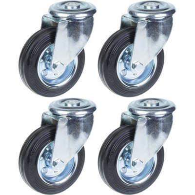 Parnells 100mm 4" Castor Rubber TyreSwivelStrong 360Kg CapacitySet Of 4 from B&Q