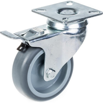 Parnells 75mm Swivel/brake Castor With Grey Tpr-Rubber On Polypropylene Centre Wheel from B&Q