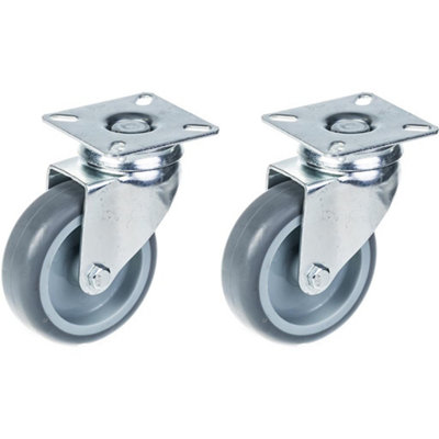 Parnells 75mm 3" Castor Grey Rubber TyreSwivel120Kg CapacitySet Of 2 from B&Q
