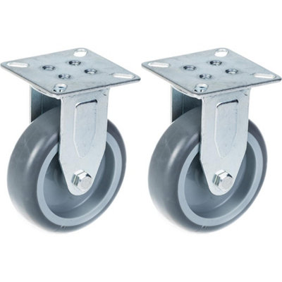 Parnells 75mm 3" Castor Grey Rubber TyreFixed120Kg CapacitySet Of 2 from B&Q