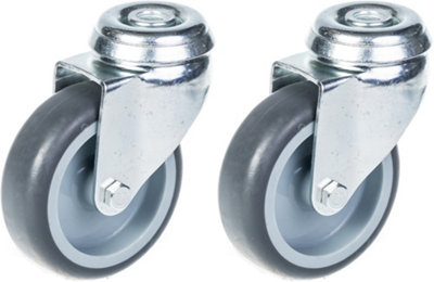 Parnells 75mm 3" Castor Grey Rubber TyreSwivel120Kg CapacitySet Of 2 from B&Q
