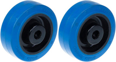 Blickle 80mm 3" Wheel Blue Rubber With Nylon Centre Strong 280Kg CapacitySet Of 2 from B&Q