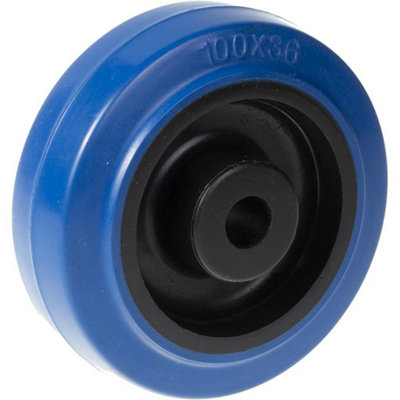 B&Q -  100mm Wheel With Blue Elastic Rubber On Nylon Centre