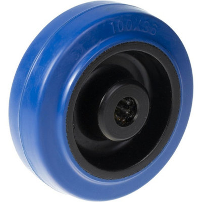 B&Q -  100mm Wheel With Blue Elastic Rubber On Nylon Centre