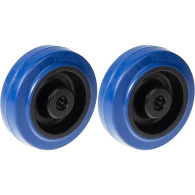 Parnells 125mm 5" Wheel Blue Rubber With Nylon Centre Strong 400Kg CapacitySet Of 2