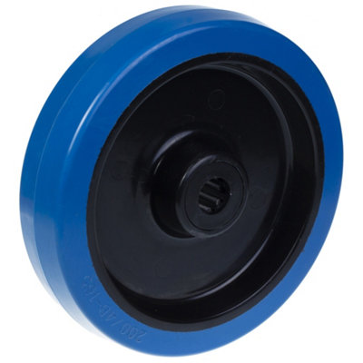 Parnells 200mm 8" Wheel Blue Rubber With Nylon Centre Strong 400Kg Capacity