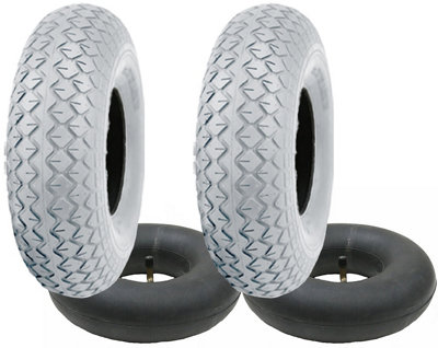 Parnells 2.80/2.50-4 Grey Mobility Scooter Tyre & Tube Set Pneumatic Tire Tr87 (Set Of 2) from B&Q