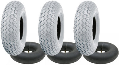 Parnells 2.80/2.50-4 Grey Mobility Scooter Tyre & Tube Set Pneumatic Tire Tr87 (Set Of 3) from B&Q