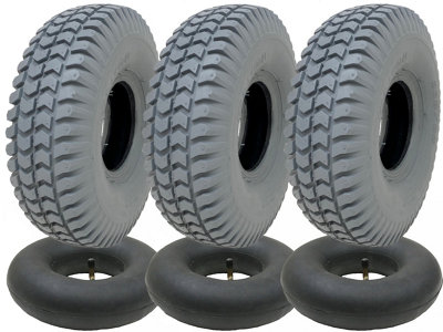Journey 260X85 Grey Mobility Scooter Tyre & Tube Set 3.00X4 Tire P6023 Tread (Set Of 3) from B&Q