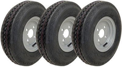 Parnells 4.80/4.00-8 Trailer Wheels 6Ply High Speed Road Legal 345Kgs 4" Pcd (Set Of 3) from B&Q