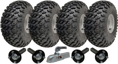 Parnells Black 22X11.00-8 Twin Axle Utility Atv Quad Trailer Kit Wheels Axles & Hitch 1800Kgs Size 1
