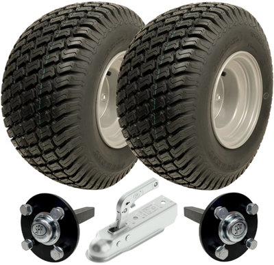 B&Q -  18X8.50-8 Atv Trailer Kit Wanda P332 Grass Wheels Hub & Stub Axles + Hitch 750Kg