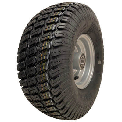 B&Q -  15X6.00-6 Grass Lawnmower Wheel Wanda 4Ply P332 Tyre Steel Rim 25mm Bearings