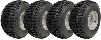 Parnells 18X9.50-8 Atv Knobby Tyres Fitted On 4 Stud 4 Inch Pcd Rim Wanda P322 (Set Of 4) Size 18