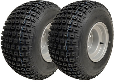 B&Q -  18X9.50-8 Atv Knobby Tyres Fitted On 4 Stud 4 Inch Pcd Rim Wanda P322 (Set Of 2)
