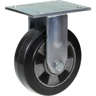Parnells 152mm Fixed Castor With Black Elastic Rubber On Aluminium Centre Wheel from B&Q