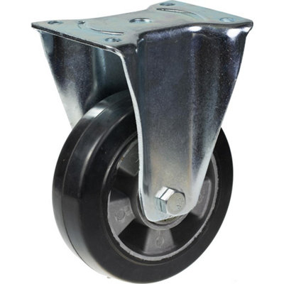Parnells 152mm Fixed Castor With Black Elastic Rubber On Aluminium Centre Wheel from B&Q
