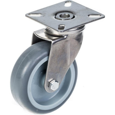 Parnells 75mm 3" Stainless Steel Castor Grey RubberSwivel60Kg from B&Q