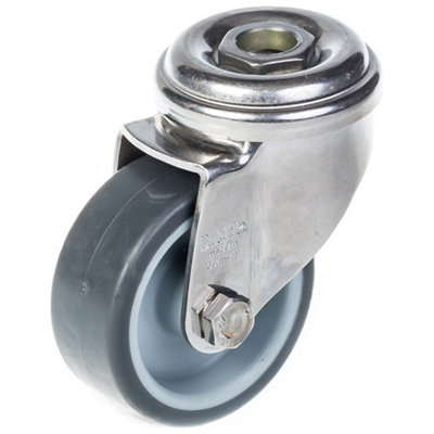 Parnells 50mm 2" Stainless Steel Castor Grey RubberSwivel40Kg from B&Q