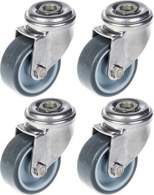 Parnells 50mm 2" Stainless Steel Castor Grey RubberSwivel160KgSet Of 4 from B&Q