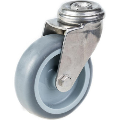 Parnells 75mm 3" Stainless Steel Castor Grey RubberSwivel60Kg from B&Q