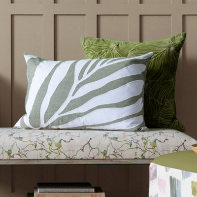 Voyage Maison Voyage Bamboo Embroidered Feather Filled CushionLimestone40 X 60Cm from B&Q