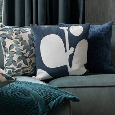 B&Q -  Voyage Betel Embroidered Feather Filled CushionBluebell50 X 50Cm
