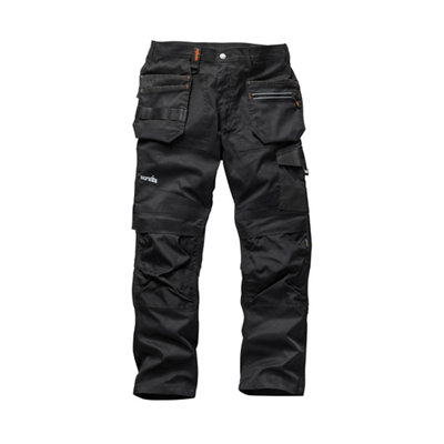 B&Q -  Flex Black Men's Multi-Pocket TrousersW36" L32"
