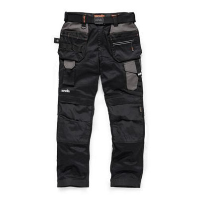 Scruffs Pro Flex Work Trousers With Holster Pockets Trade - 32S Black