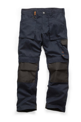 B&Q -  Worker Multi Pocket Work Trousers Navy Trade36L