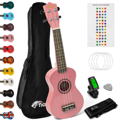 Tiger Music Distribution Ltd Soprano Ukulele Beginners Pack - Tuner, Strap, Bag, Pick, Strings