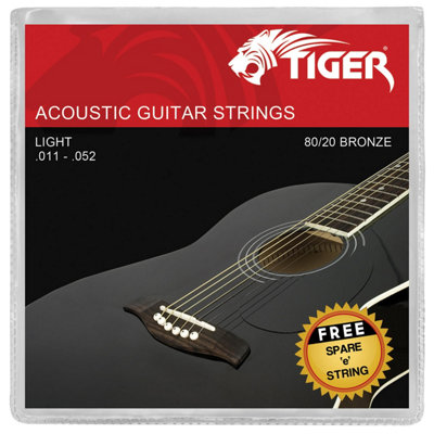 Tiger AGS-SL Acoustic Steel Guitar Strings - Light (.011 - .052) | 6-String Set with Extra High E String, 80/20 Bronze Wound for Warm Rich Tone - Ideal Replacement Strings - Image 3