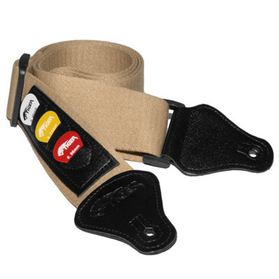 Tiger Music Acoustic, Electric, Classic Guitar Strap With Pick Holders & Picks - Tweed - Neutral - Image 2