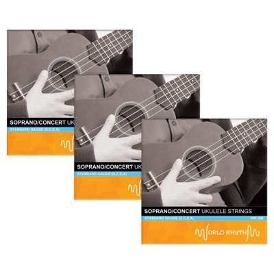 World Rhythm Soprano Ukulele Strings - Nylon Uke Strings - Pack Of 3