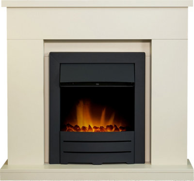 Adam Lomond Fireplace In Stone Effect With Colorado Electric Fire In Black39 Inch from B&Q