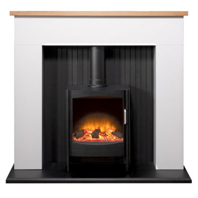 Adam Innsbruck Stove Fireplace In Pure White With Keston Electric Stove45 Inch from B&Q