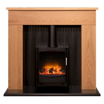 Adam Innsbruck Stove Fireplace In Oak With Keston Electric Stove45 Inch from B&Q
