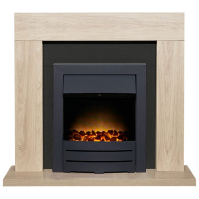 Adam Malmo Fireplace In Oak & With Colorado Electric Fire In 39 Inch Black