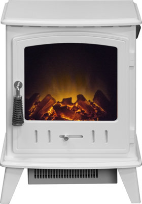 B&Q -  Aviemore Electric Stove In White Enamel With Angled Stove Pipe
