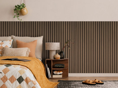 Fuse Acoustic Wooden Wall Panel In Smoked Oak1.2M X 0.6M from B&Q