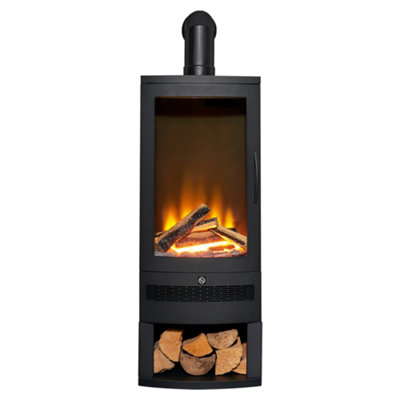 Acantha Black Electric Stove with Log Storage - Image 4