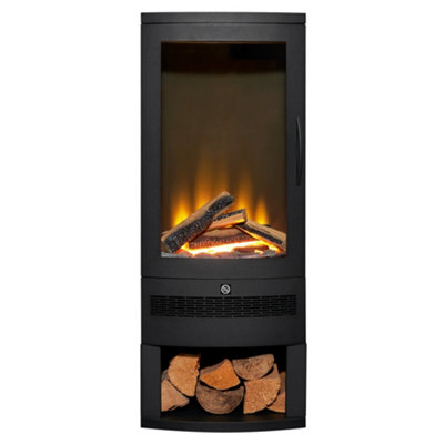 Acantha Tile & Hearth Set In Slate Effect With Horizon Stove & Log Storage from B&Q